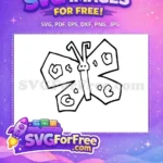Free Whimsical Black Outline Free Charming Swirl Dot Wing Cute Butterflies Free SVG - Instant Download