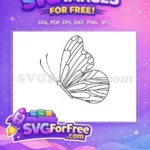 Free Graceful Flying Free Intricate Outline Cute Butterfly Free SVG - Instant Download