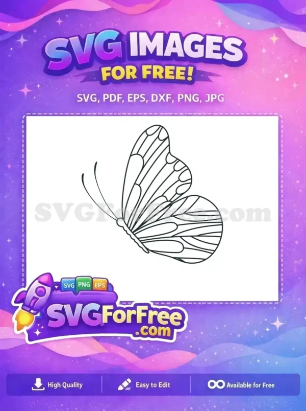 Free Graceful Flying Free Intricate Outline Cute Butterfly Free SVG