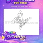 Free Elegant Line Free Flying Sketch Cute Butterfly Free SVG - Instant Download