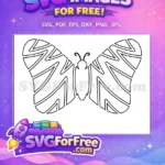 Free Elegant Striped Wings Free Simple Outline Design Cute Butterflies Free SVG - Instant Download