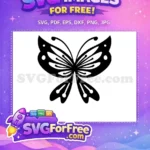 Free Intricate Black Design Free Delicate Floral Wings Cute Butterflies Free SVG - Instant Download