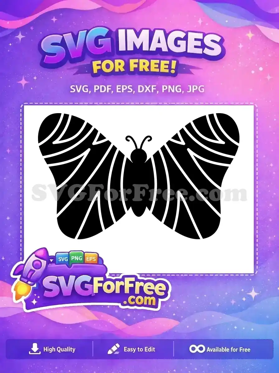 Free Black White Patterned Free Unique Butterfly Decal Free SVG