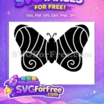 Free Elegant Black Silhouette Free Patterned Swirling Wings Cute Butterflies Free SVG - Instant Download