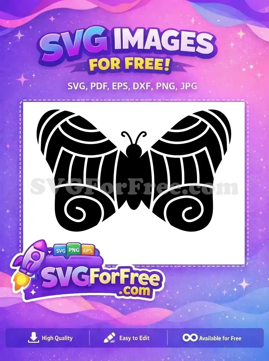 Free Intricate Black Swirls Free Delicate Antennae Cute Butterflies Free SVG