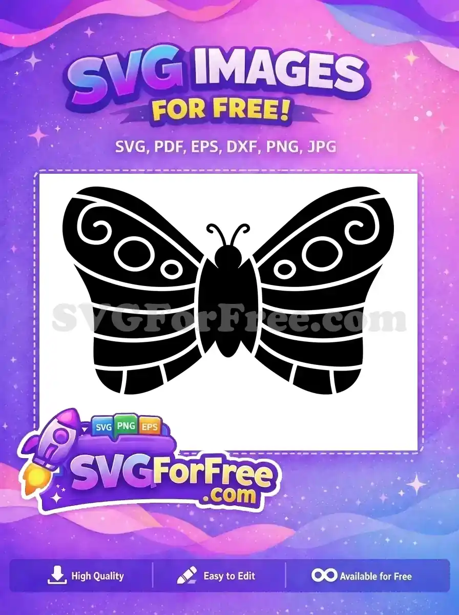 Free Elegant Black Free Swirls Circles Cute Butterfly Art Free SVG