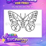 Free Cute Butterfly Outline Free Detailed Wing Pattern Kids Craft Free SVG - Instant Download
