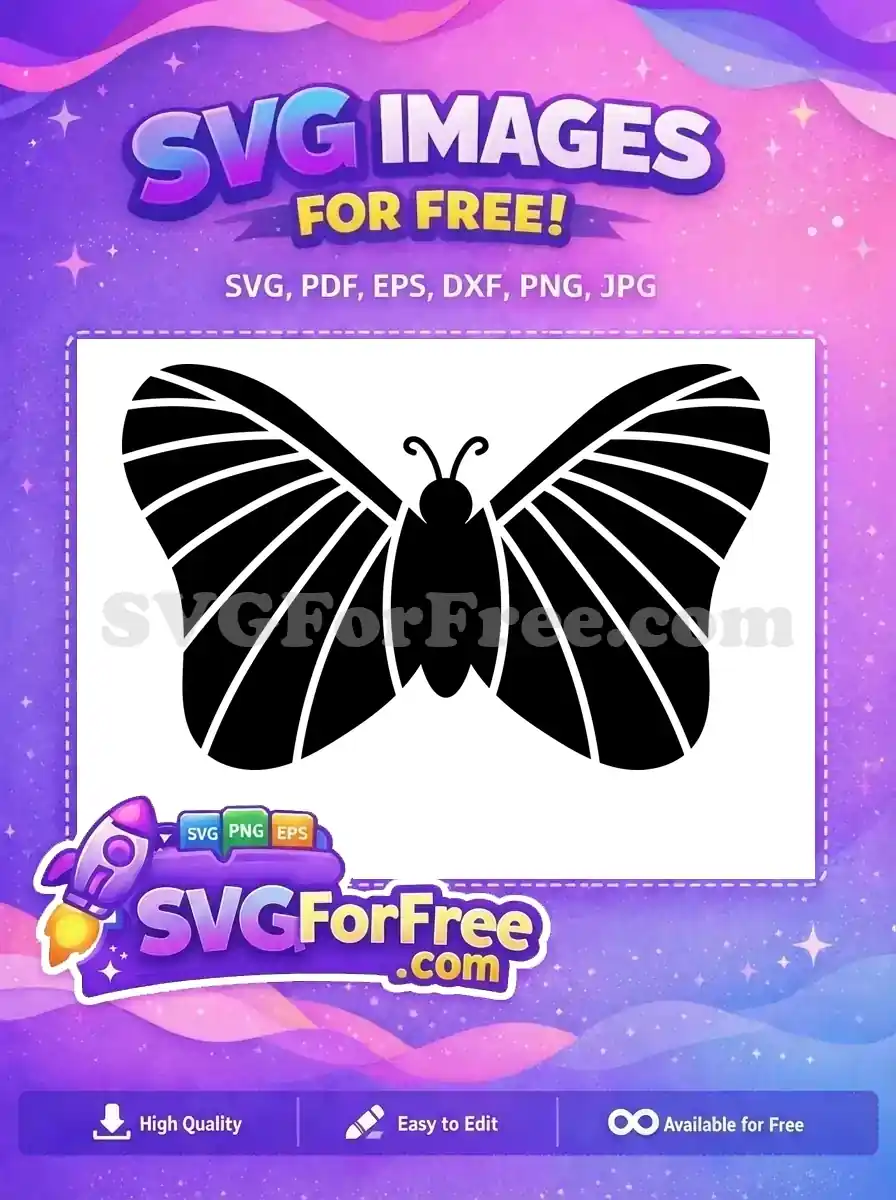 Free Detailed Wings Free Black Silhouette Cute Butterflies Free SVG