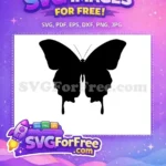 Free Black Butterfly Free Dripping Ink Wings Cute Nature Design Free SVG - Instant Download