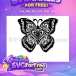 Free Ornate Filigree Free Dotted Lace Cute Butterfly Free SVG - Instant Download