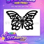 Free Intricate Black Butterfly Free Decorative Silhouette Pattern Cute Butterflies Free SVG - Instant Download