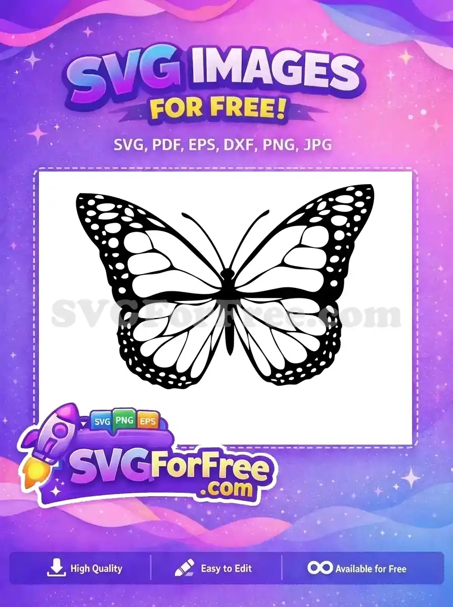 Free Cute Monarch Free Detailed Wing Outline Crafting Project Free SVG