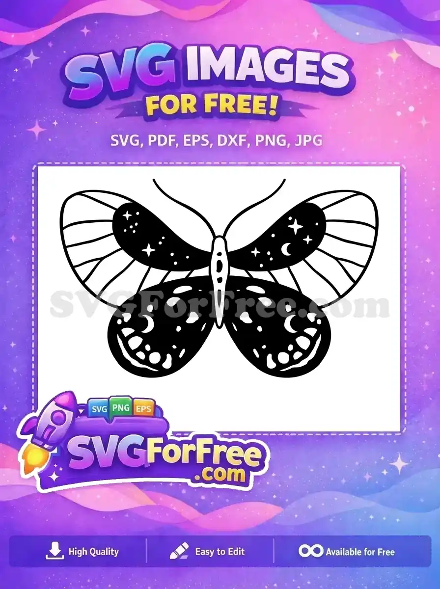 Free Celestial Butterfly Free Starry Night Wings Cute Butterflies Design Free SVG
