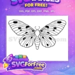 Free Black Spotted Wings Free Graceful Outline Cute Butterfly Free SVG - Instant Download