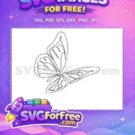 Free Black Outline Free One Line Cute Butterflies Free SVG - Instant Download