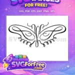 Free Elegant Black Swirl Free Ornate Scrollwork Cute Butterfly Design Free SVG - Instant Download
