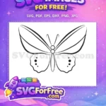 Free Elegant Outline Free Dotted Wings Cute Butterfly Art Free SVG - Instant Download