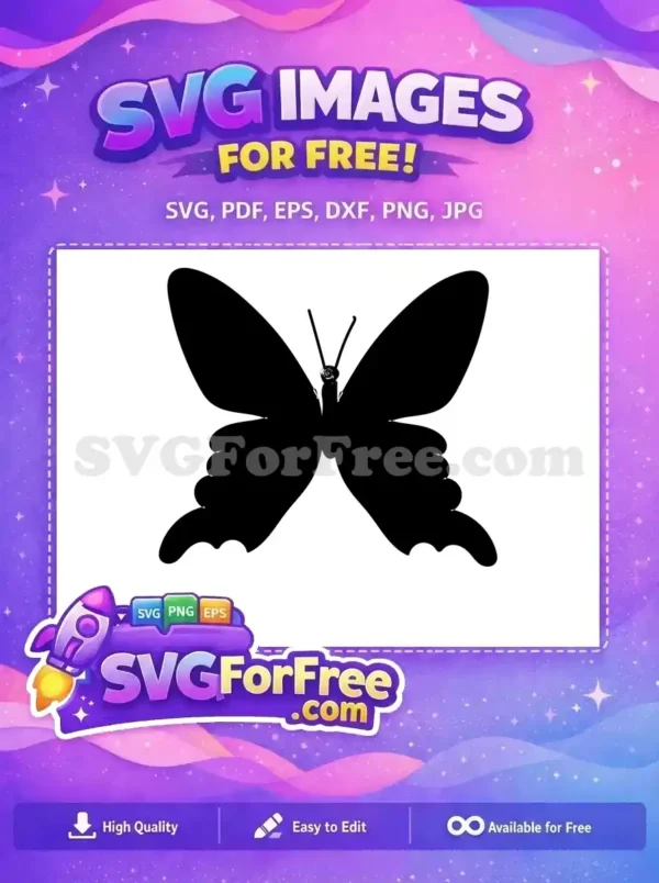 Free Elegant Black Silhouette Free Simple Outline Cute Butterflies Free SVG