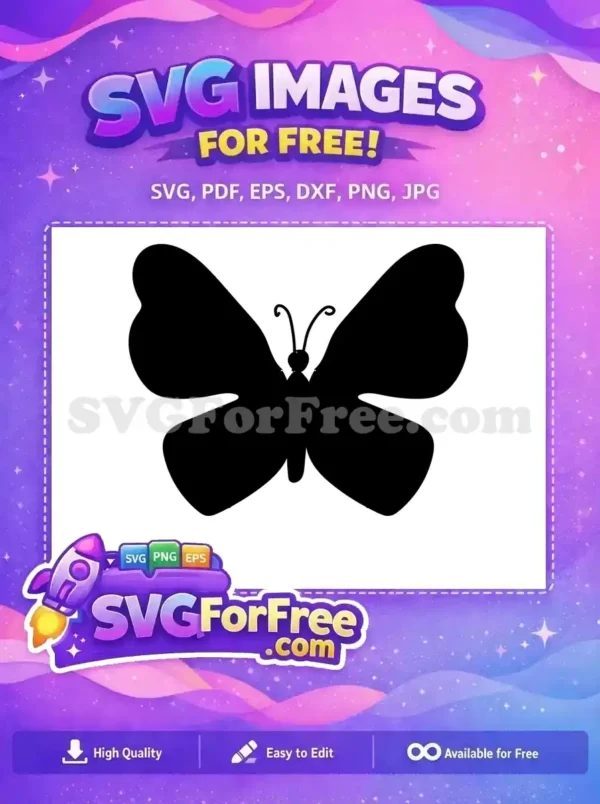 Free Black Silhouette Free Graceful Design Cute Butterfly Art Free SVG