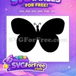 Free Elegant Black Silhouette Free Simple Flying Design Cute Butterfly Free SVG - Instant Download