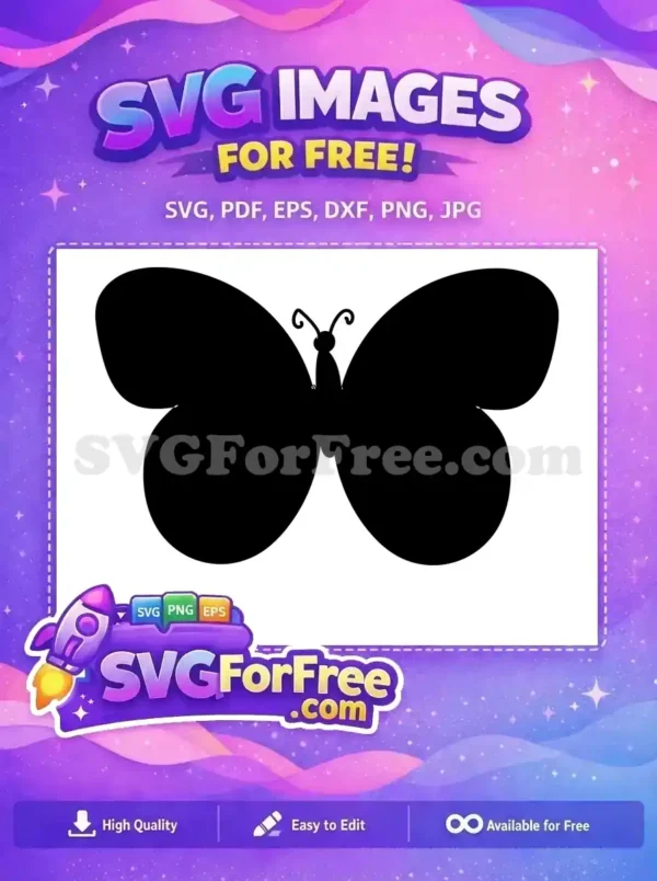 Free Elegant Black Silhouette Free Simple Flying Design Cute Butterfly Free SVG