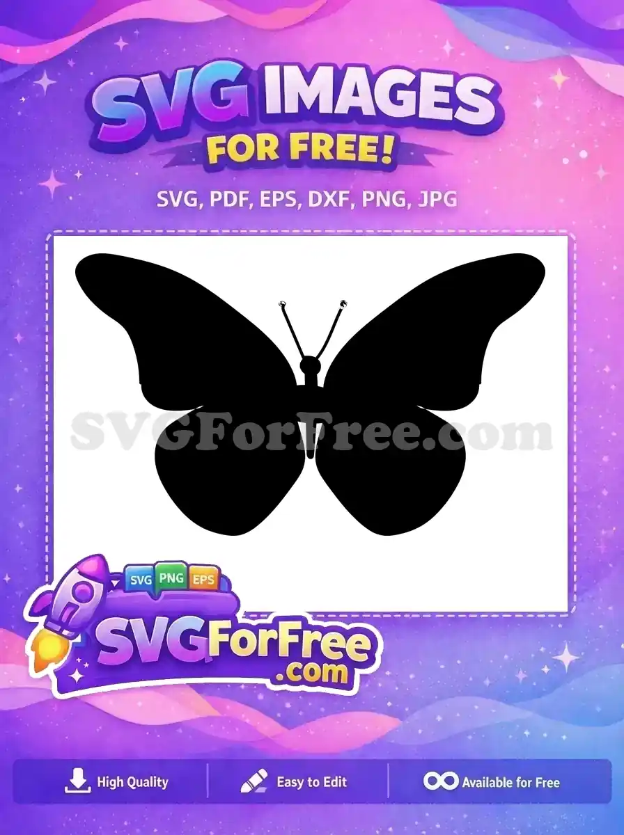 Free Black Butterfly Outline Free Cute Insect Design Kids Craft Activity Free SVG
