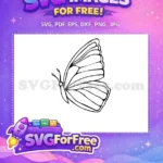 Free Cute Butterfly Free Detailed Wing Outline Monochrome Free SVG - Instant Download