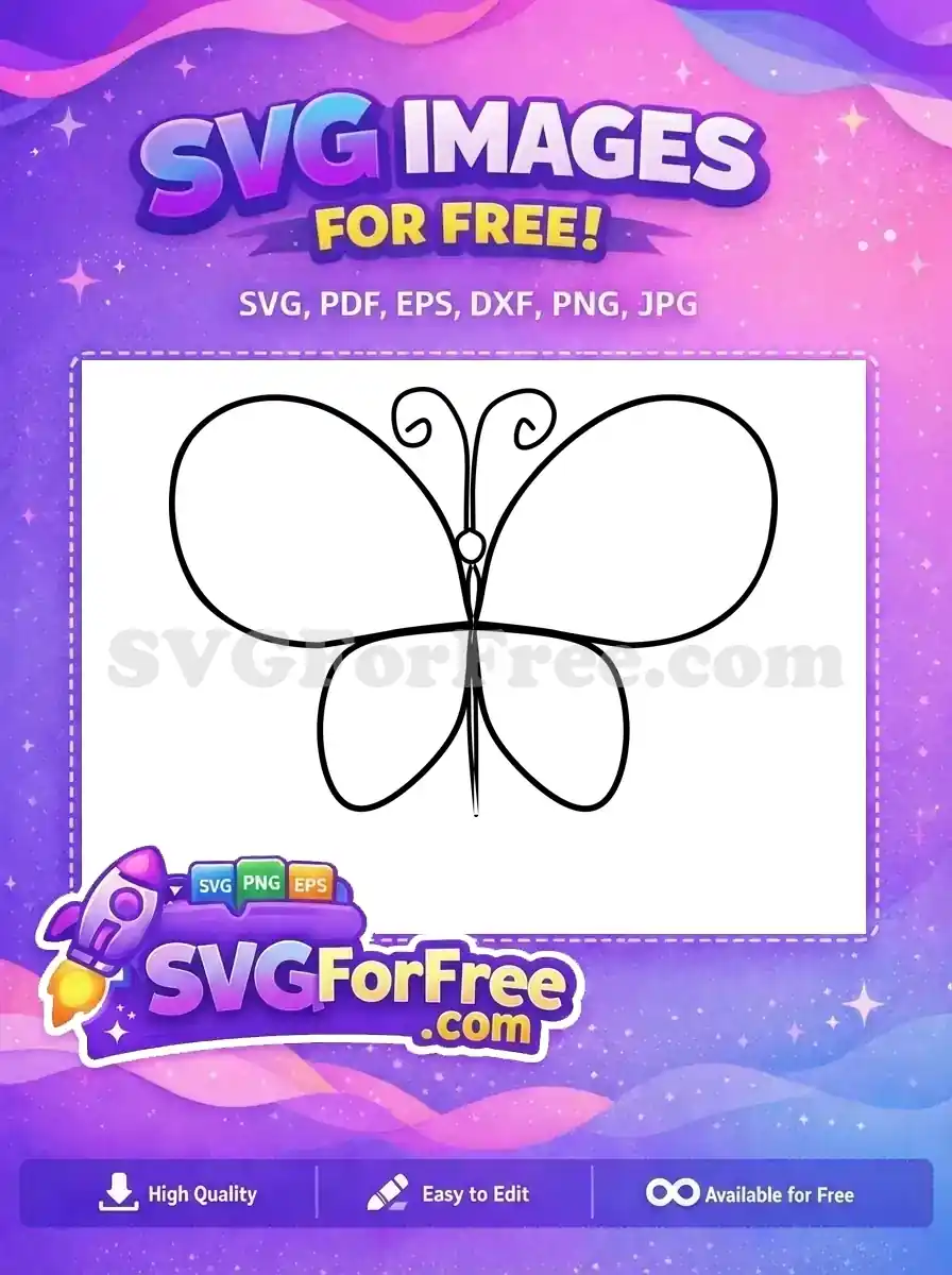 Free Elegant Line Art Free Swirling Antennae Cute Butterflies Free SVG
