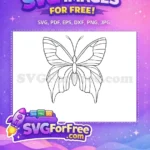 Free Elegant Detailed Winged Outline Free Delicate Flying Insect Cute Butterflies Free SVG - Instant Download