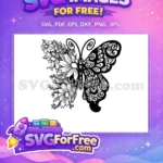 Free Floral Daisy Wing Free Intricate Swirl Design Cute Butterfly Art Free SVG - Instant Download