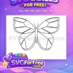 Free Outline Butterfly Free Segmented Wings Cute Butterflies Free SVG - Instant Download