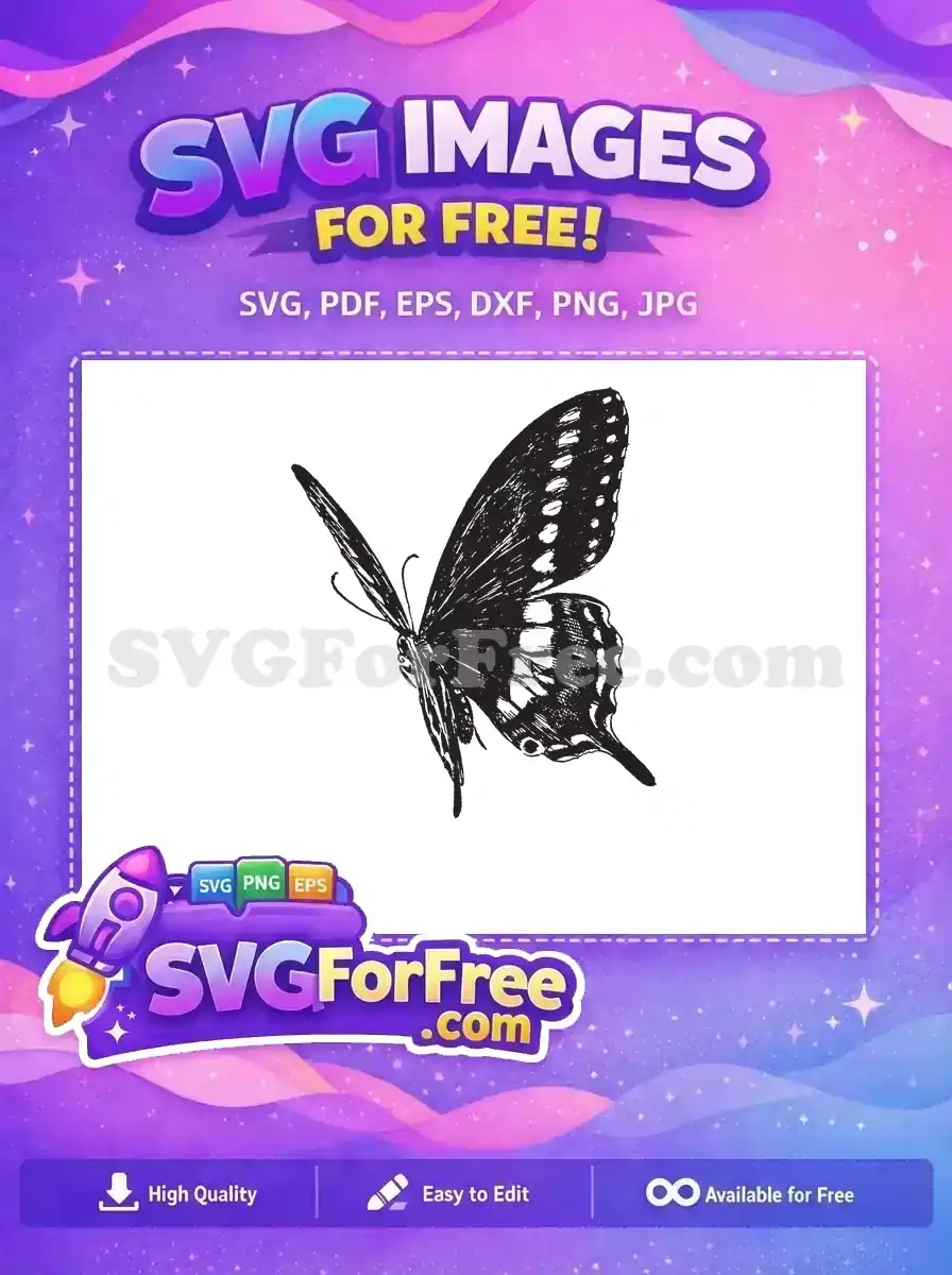 Free Cute Detailed Butterfly Free Intricate Wing Pattern Garden Art Free SVG