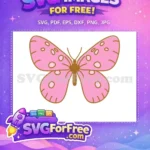 Free Pink Spotted Wings Free Cute Cartoon Butterfly Free SVG - Instant Download
