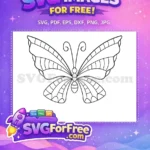 Free Simple Butterfly Outline Free Segmented Wings Cute Butterflies Free SVG - Instant Download