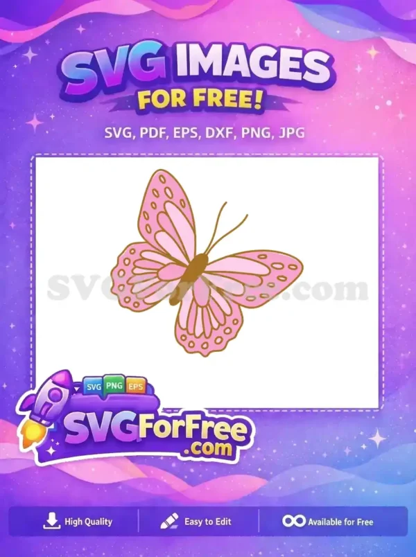 Free Pink Shaded Wings Free Brown Detailed Patterns Cute Butterflies Free SVG
