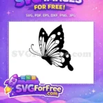 Free Flying Black Silhouette Free Detailed Wing Design Cute Butterfly Free SVG - Instant Download
