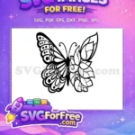Free Patterned Free Floral Cute Butterfly Free SVG - Instant Download