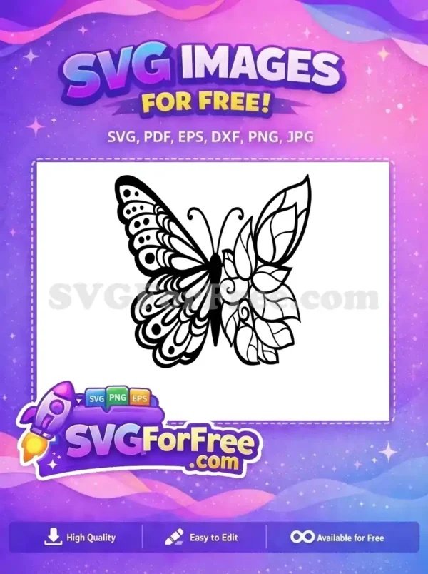Free Patterned Free Floral Cute Butterfly Free SVG