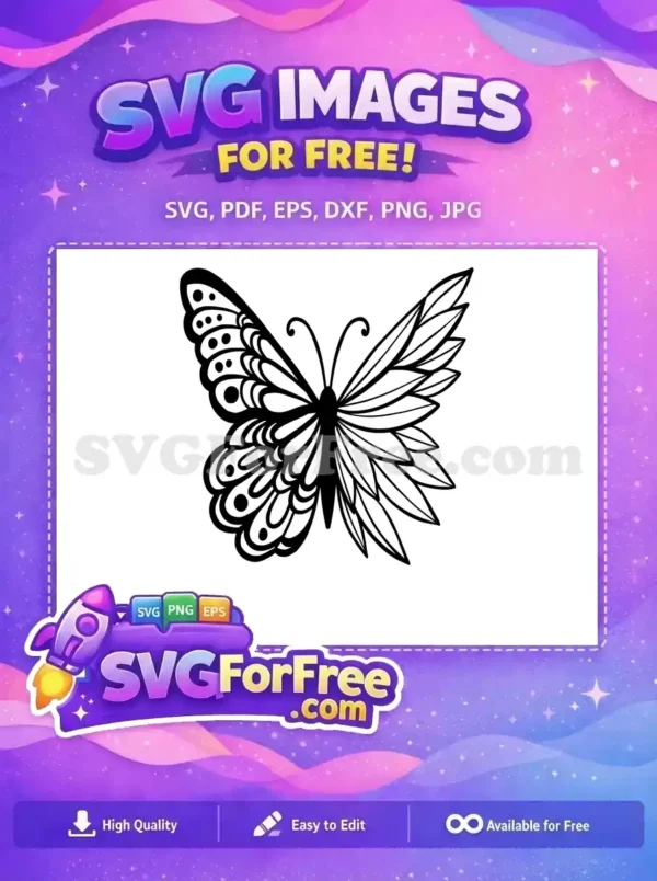 Free Cute Detailed Free Black Winged Art Free SVG