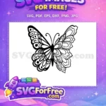Free Intricate Wings Free Elegant Outline Cute Butterfly Free SVG - Instant Download