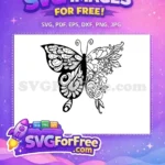 Free Intricate Floral Swirl Free Detailed Nature Inspired Cute Butterflies Free SVG - Instant Download
