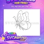 Free Elegant Minimalist Free Continuous Line Art Butterfly Craft Free SVG - Instant Download