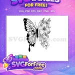 Free Intricate Butterfly Wing Free Floral Bloom Design Cute Butterflies Free SVG - Instant Download
