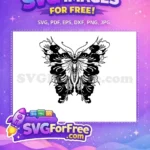 Free Ornate Black White Free Floral Wing Cute Butterflies Free SVG - Instant Download