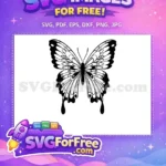Free Black White Intricate Free Detailed Wings Cute Butterflies Free SVG - Instant Download