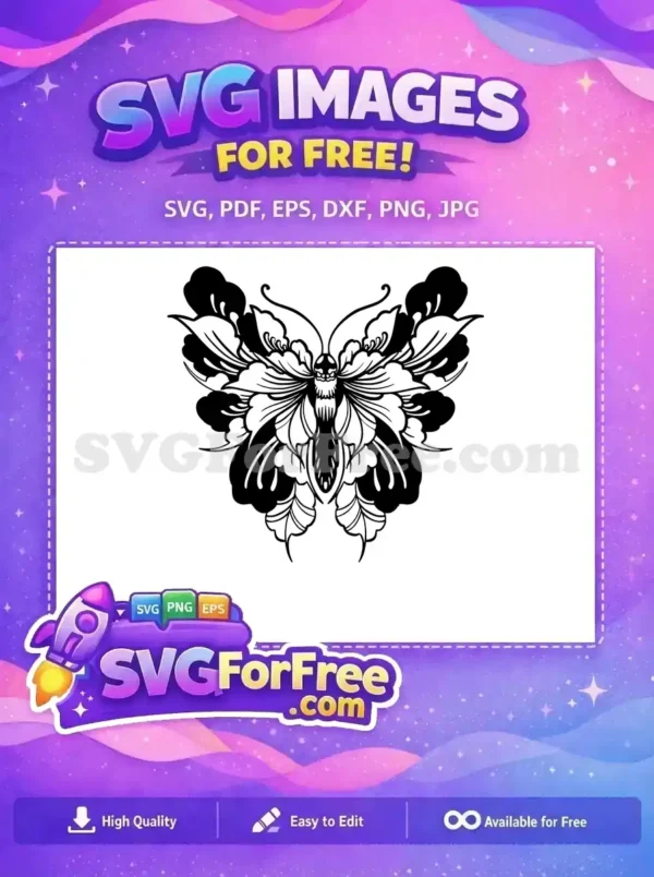 Free Elegant Floral Wings Free Black White Butterfly Cute Butterflies Free SVG