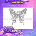 Free Ornate Detailed Wings Free Symmetrical Patterned Butterfly Elegant Nature Art Free SVG - Instant Download