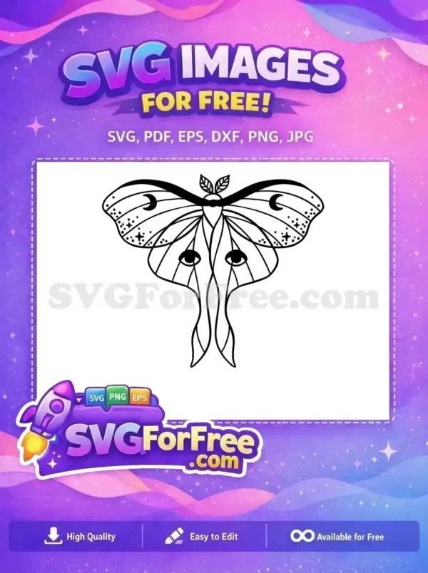 Free Celestial Luna Moth Free All Seeing Eye Wings Cute Butterflies Free SVG