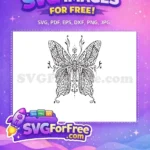 Free Cute Butterflies Free Mandala Zentangle Pattern Artistic Free SVG - Instant Download