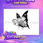 Free Black Intricate Butterfly Free Cute Swirling Antennae Garden Free SVG - Instant Download
